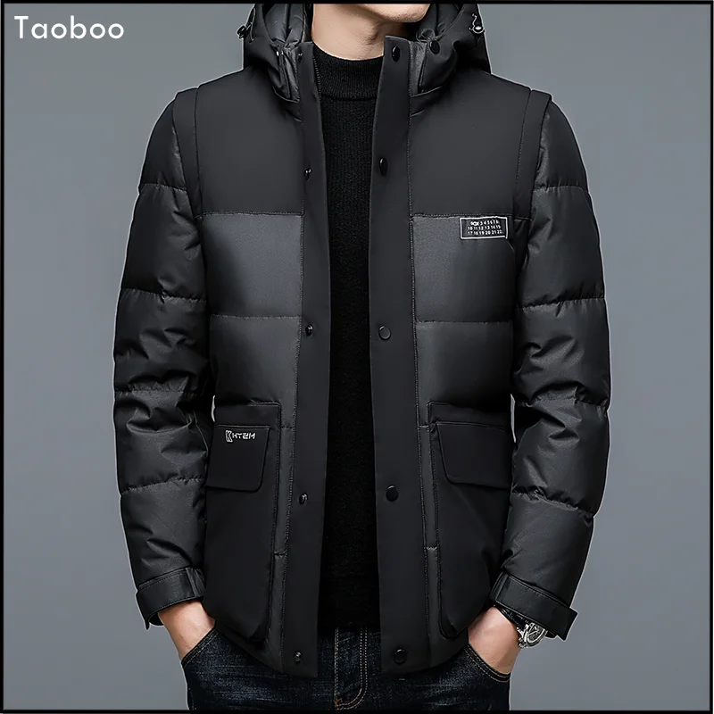 Taoboo New Hooded Down Jackets Men 2023 Popolare Long Men'S Winter Outwear Parka Loose Giacche Maschili Trapstar Imbottite Di Alta Qualità