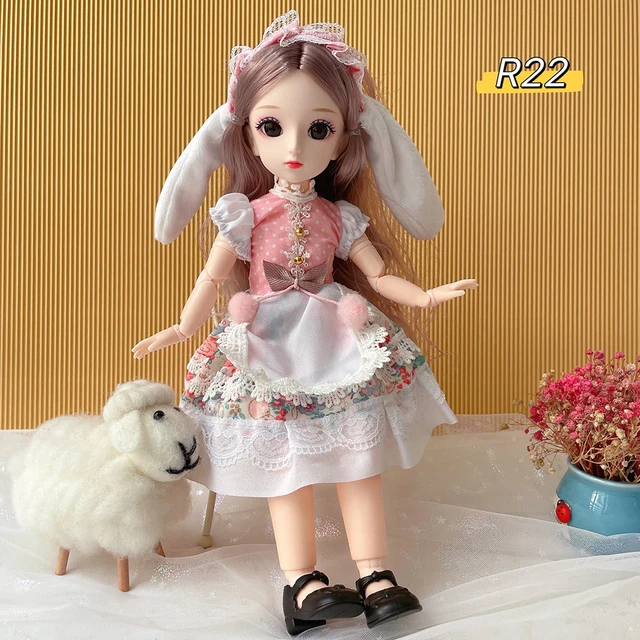 Full Set 1/6 Doll 30cm Anime Bjd Reborn Kawaii Girls Dress Up DIY Toys 23 Joint Movable Body With Clothes Skirt Hat Headdress - R-22, 30 cm