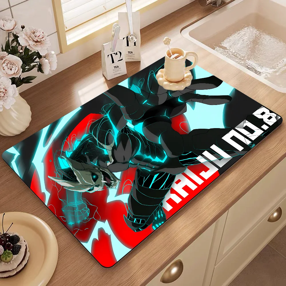 Kaiju No8 Kitchen Draining Mat Non-slip Drain Dish Mats Coffee Pad Heat Resistant Placemat Dinnerware Dustproof Pads 6