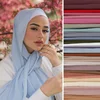 2024 Women's Elegant Modest Muslim Islamic Bubble Chiffon Scarf Ramadan Soft Lightweight Hijab Stores Bandana Headscarf 1