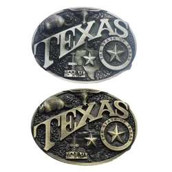 Western Cowboy Relief Belt Buckle Metal Oval Shape Rock Belt Link Buckle Unisex Belt Buckle DIY Replacements Supplies