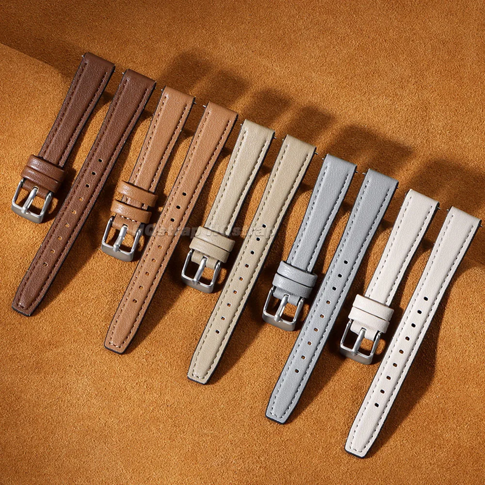 Sleek Leather & Silicone Quick Release Watch Strap - Ultra Thin Universal Wrist Band