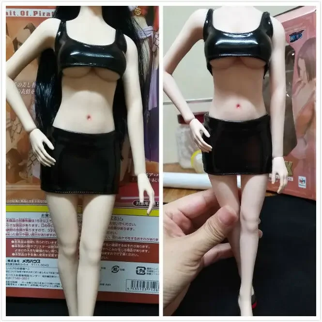 

1: 6-й черный кожаный жилет + юбка для 12-дюймовой женской куклы PH UD