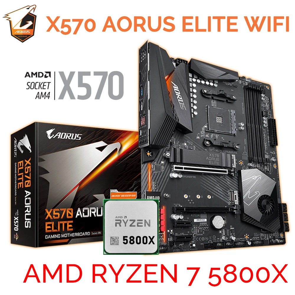 Amd Ryzen 7 5800x Processor With Gigabyte X570 Aorus Elite Wifi Am4