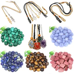 Adjustable Empty Stone Holder Wax Rope Copper Cage Necklace Natural Crystals Stones Tumbled Bulk Mineral Specimen Aquarium Decor