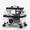 Moderna maleta transparente con ruedas para mascotas, perros y gatos, ideal para viajes, bolsa de transporte de gran capacidad