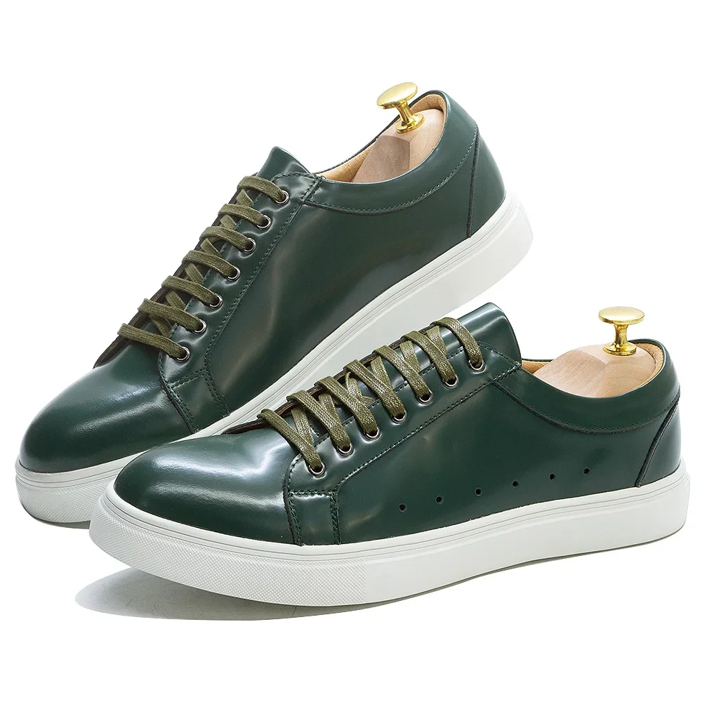 Men's Fashion Casual Shoes Patent Leather Lace-Up Derby Sneakers Green/Black Breathable Comfortable Men's Fashion Casual Shoes Patent Leather Lace-Up Derby Sneakers Green/Black Breathable Comfortable