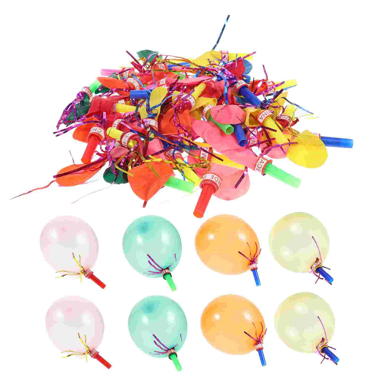 

100 Pcs Party Whistles Musical Blow Outs Noisemaker Balloon Kids Blowouts Metal