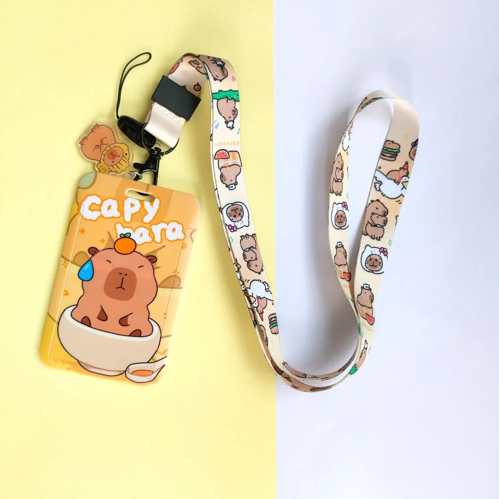 Card Holder Card Sleeve Cute New Capibala Cartoon Printing Slide Card Case Waterproof ABS Capibala Anti Loss Card Sleeve Student Cute Holder