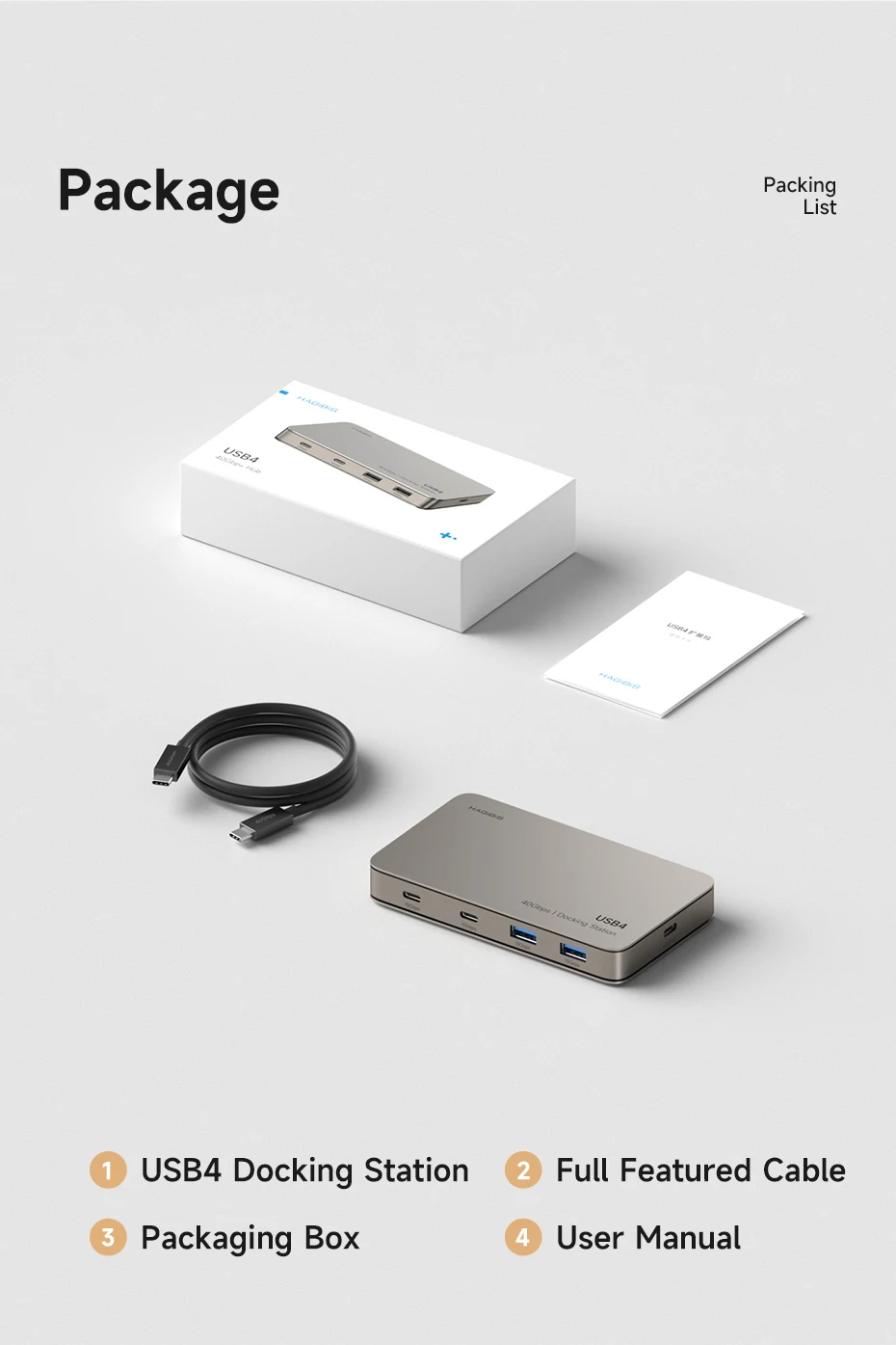 Hagibis USB4 7-in-1 Docking Station (40Gbps, 8K/60Hz)