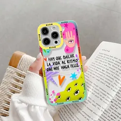 Charming Blue Evil Eye Clear Phone Case - Silicone Transparent Protective Cover - iPhone 16 Plus (-1)