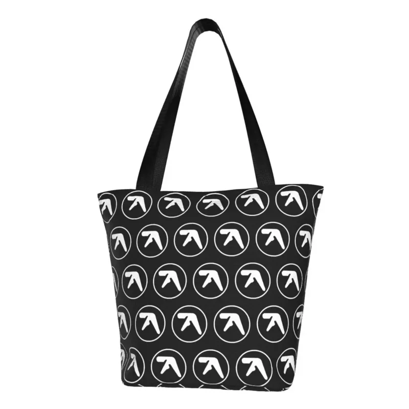 

Recycling Aphex Twin Shopping Bag Women Shoulder Canvas Tote Bag Washable Groceries Shopper Bags