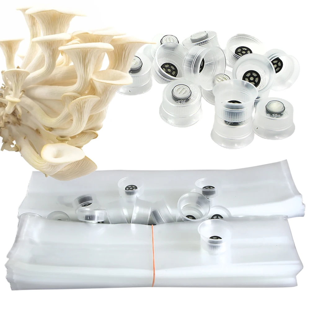 Mushroom Spawn Grow Bag with Filter Cap Plastic High Temperature Planting Nursery Bags Fungus Ganoderma Planting Ventilate Bags