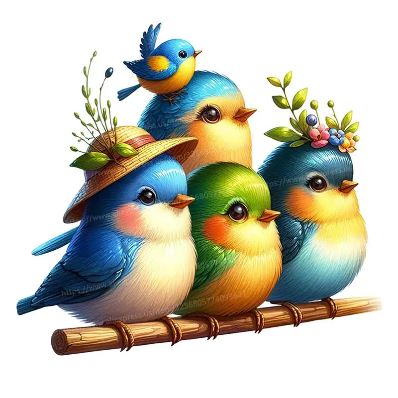 Wall Sticker Watercolor Bird Bathroom Living Room Background Decorations Wallpaper Creative Animals Self Adhesive Stickers M1114