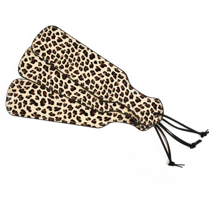 PU Leather Leopard Print Horse Whip Flog Spank Paddle Beat Submissive for Horse Training