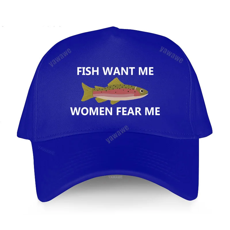 White Baseball Cap Hat Fish Women 
