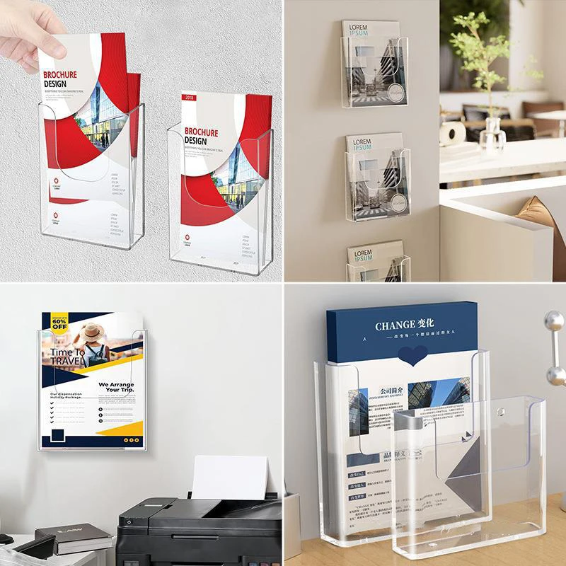 GOMOS Acrylic Brochure Holder Wall Mount - 6-Pocket Clear Display For Flyers, Menus & Pamphlets, Modern Aesthetic Design