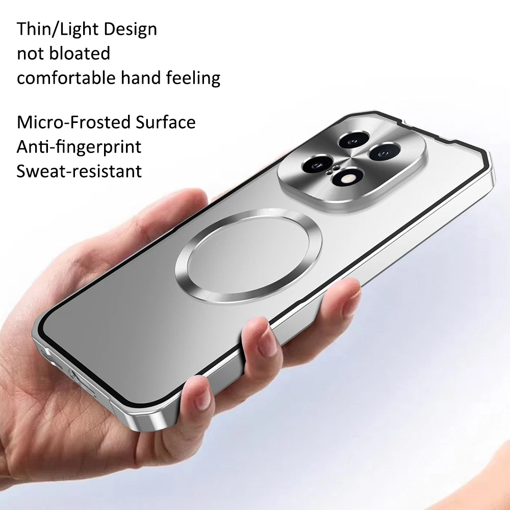 Sleek Metal Frame Bumper with Wireless Charging Acrylic Case