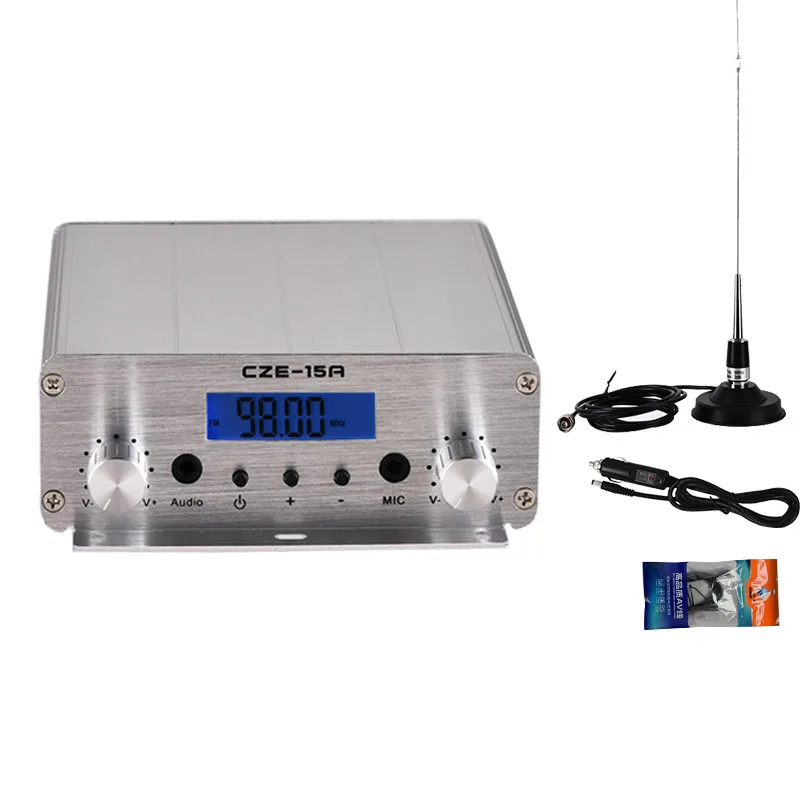 

15A 15 Watt PLL FM Transmitter Antenna Power supply Kit for Car