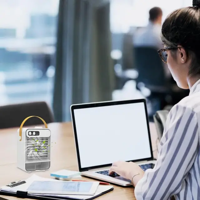 Hordozható Léghűtő 3-Sebességes Usb-Töltés Párologtató Hűtő Légzennyejáró Szépségtükör Csendes Asztal - Image 3