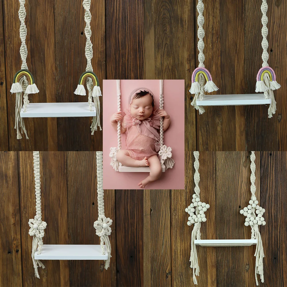 

Newborn Photography Props Accessories Baby Swing Chair Wooden Rainbow Babies Furniture Fotografia Infants Photo Shooting Studio