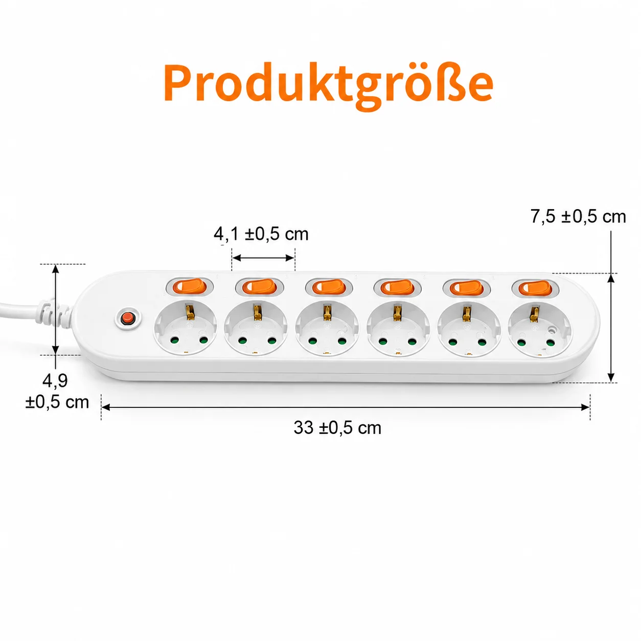 Enhanced Power Strip with Surge Protection - EU Plug, Multiple Outlets, Independent Control Switches, Long-Duration Cord