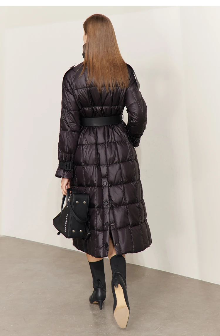 AMII Minimalism Down Jacket Women 2022 Winter New Commuter Fashion Belt Design Solid Warm Antistatic Long Clothing Tops 12241180