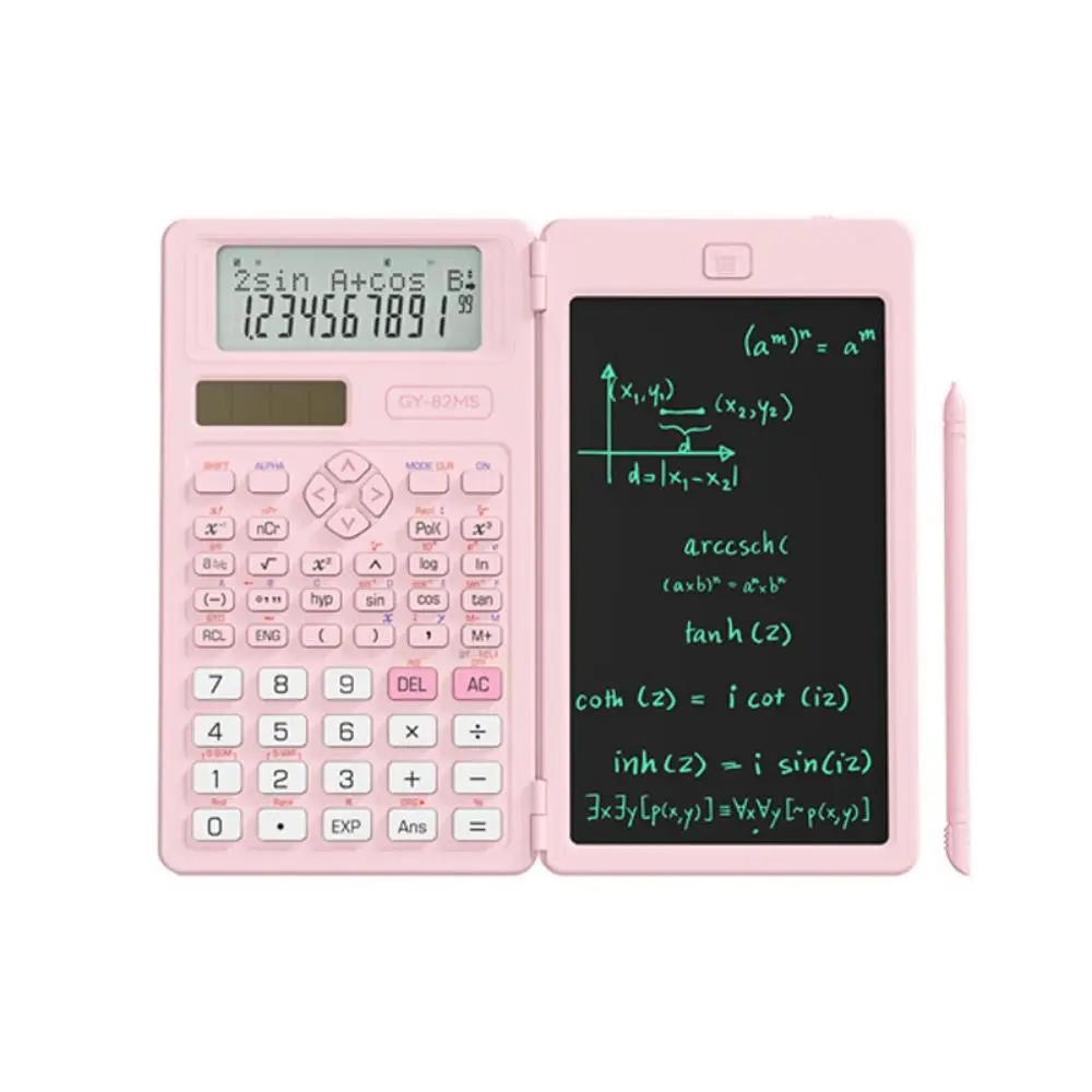 6.5인치 필기 태블릿 82MS 과학 계산기 2-in-1 접이식 2줄 디스플레이 필기 태블릿 수학 계산기