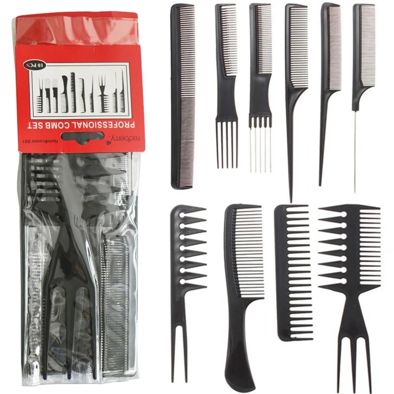 10pcs Barber Hairdressing Combs Multifunction Hair Detangler Comb Anti-static Haircare Hairstyling Set Stylist Accessories Tools 6