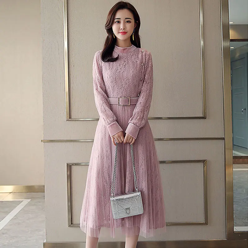 

Новинка 2022, женское осеннее новое французское легкое кружевное платье в стиле ретро