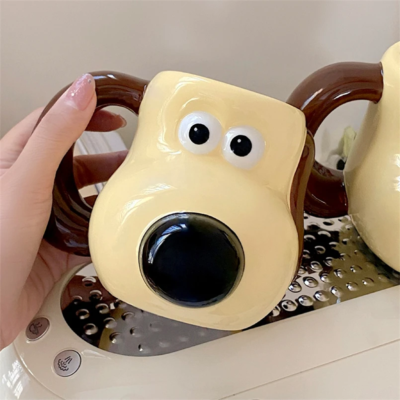 

Korean-style Ceramic Mug Cartoon Puppy-shaped Cup Tropical Handle Cute Mugs Household Breakfast Large Capacity Water Cup