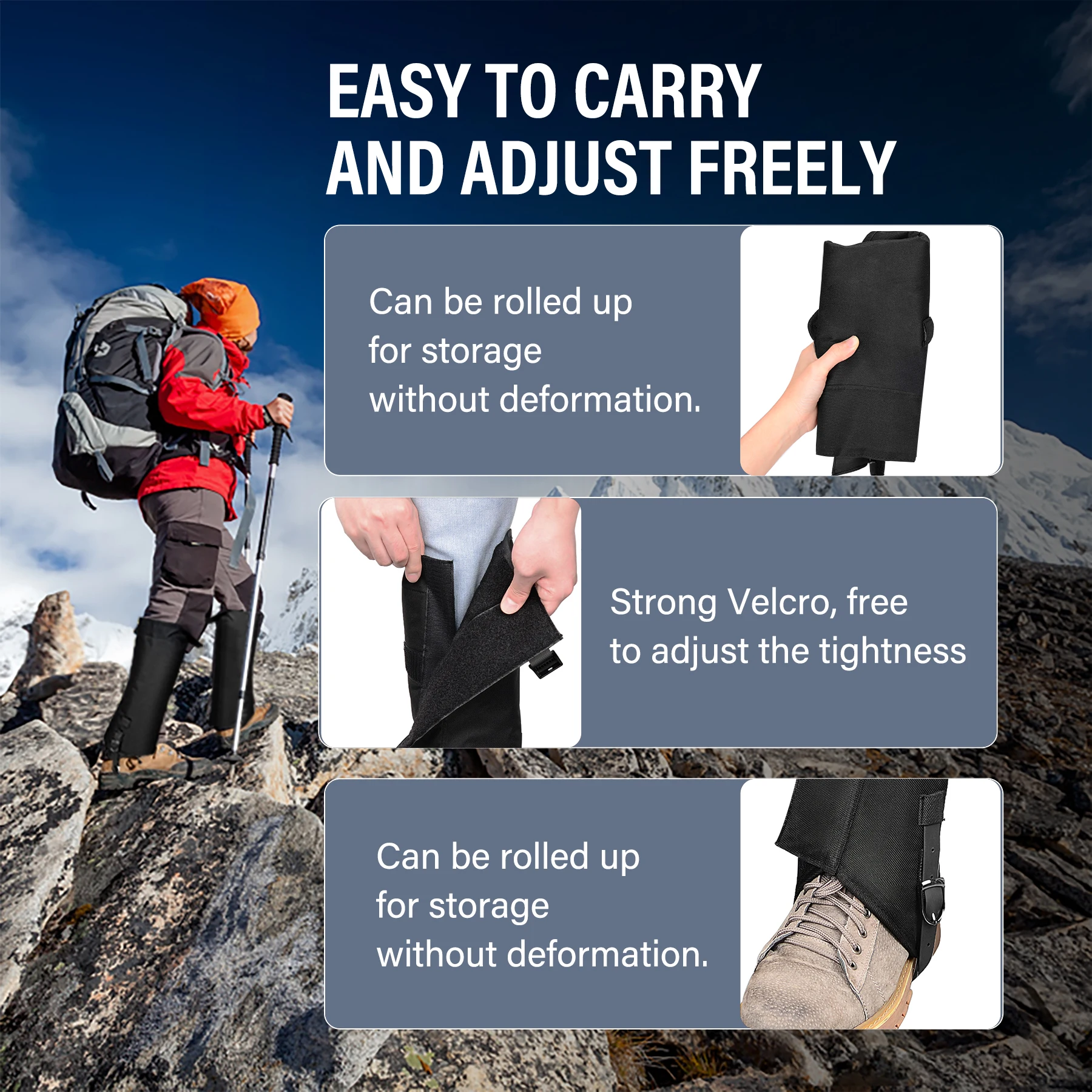 Snake Leg Gaiters Adjustable Snow Boot Gaiters Waterproof Snake Guards Bite Protection for Legs Men Women