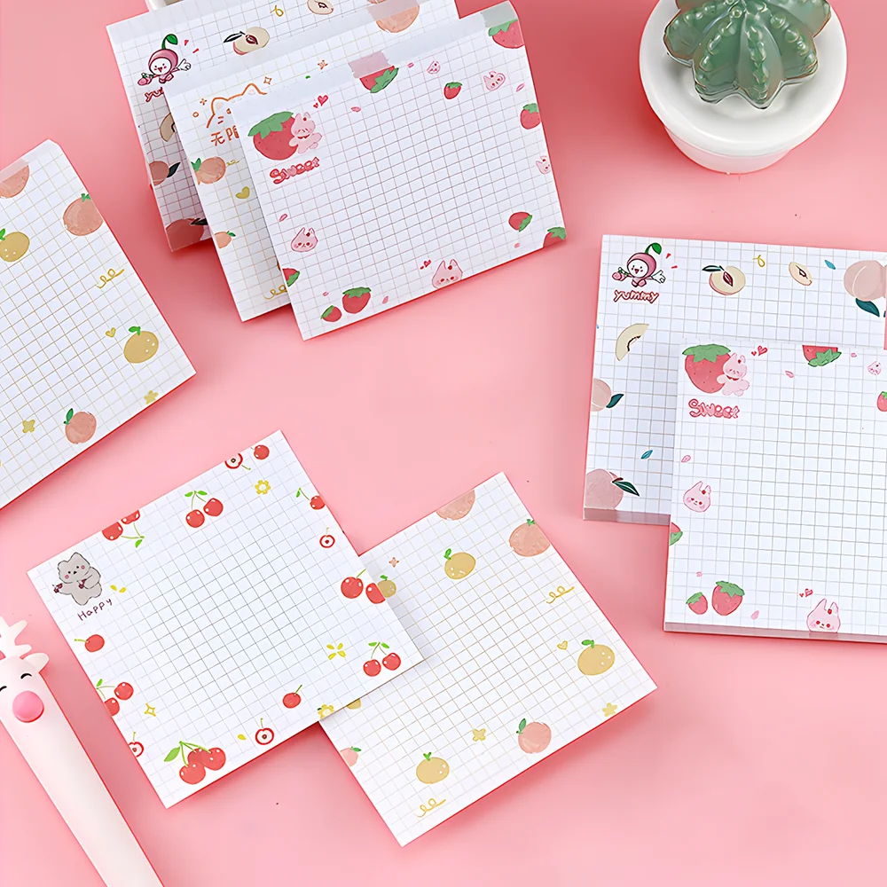 Cute Strawberry Fruit Sticky Notes Memo Pads Kawaii Funny Post Notepads Aesthetic Stationery Tabs Check List To Do Daily Planner 3
