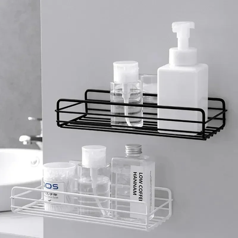 Bathroom Shelf Wall Mounted Corner Storage Shelves Shampoo Holder Cosmetic Rack Iron Shower Drain Basket Bathroom Organizer 3