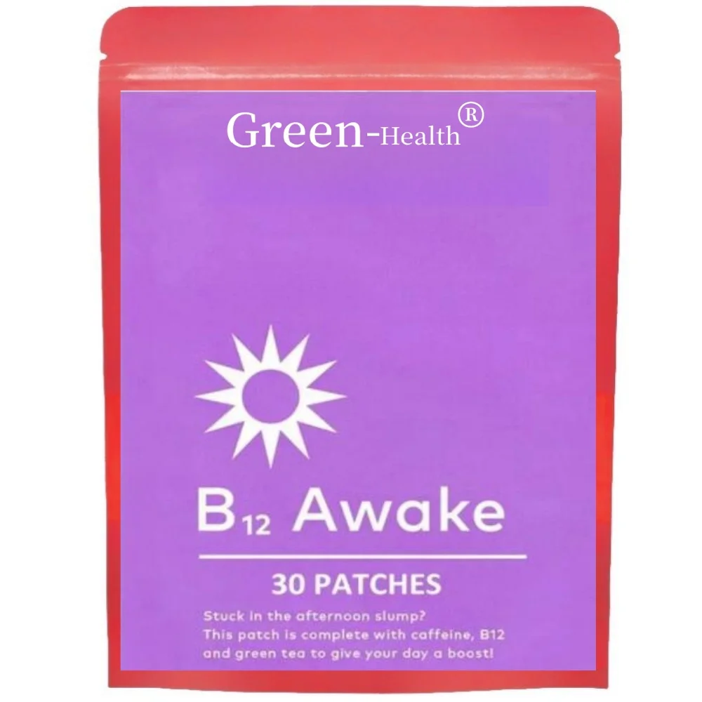 B12 Awake Transdermal Patches with Plant-Based Ingredients Caffeine B12 Green Tea Extract 30 Patches