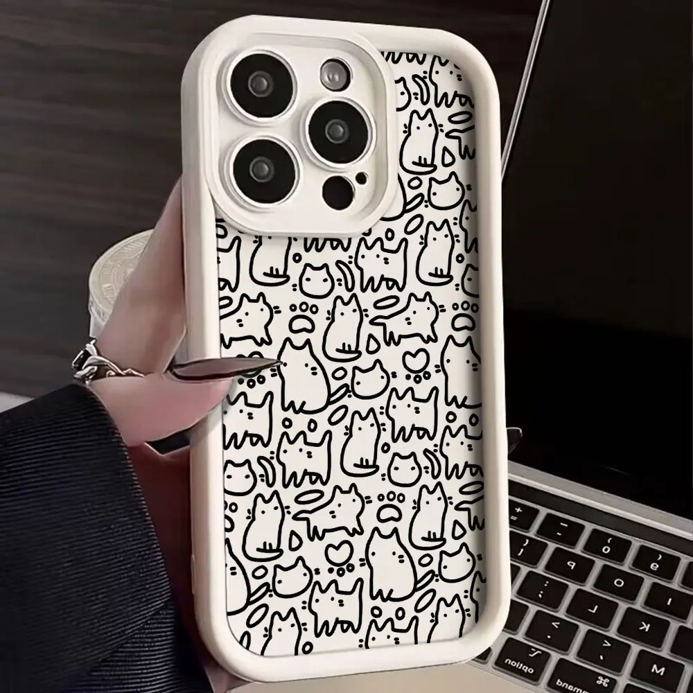 Charming Black Kitten Sketch Cat Phone Case Cover