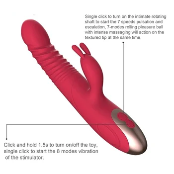 Rabbit Vibrator Telescopic Vibration Built-in ball Rotation Heating G spot Dildo Vibrator Female Masturbation Sex Toys for woman 3