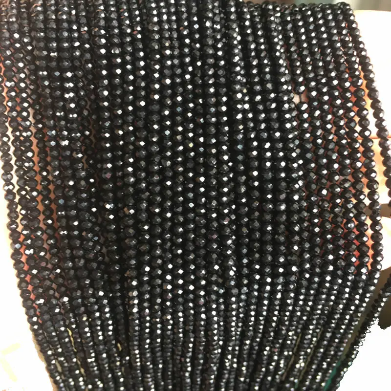 

Wholesale 2/3/4mm Natural Stone Inlaid Black Agate Loose Spacer Beads DIY Women's Charm Bracelet Necklace Accessories