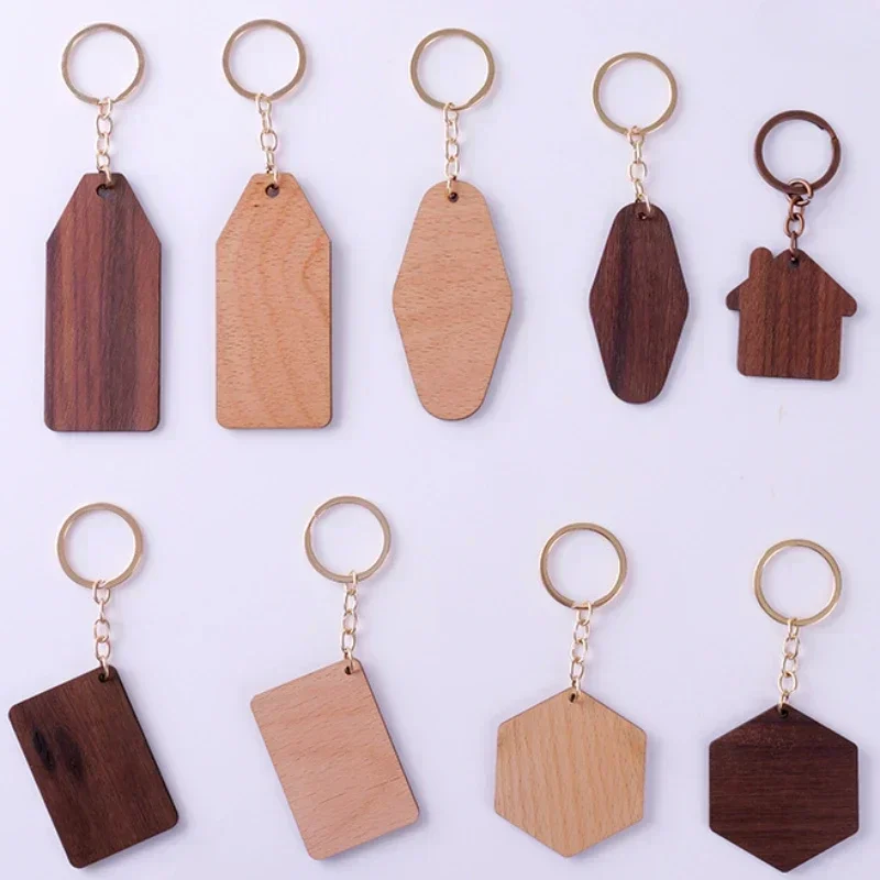 Customized Wooden Keychain Blank Wood Keyring Engraved Car Key Chains For Friends Lovers Family Personalized Hotel LOGO Keyring wood plates serving tray family simple solid wood plate fruit food dish snack fruit platter wooden round food plate dish tray