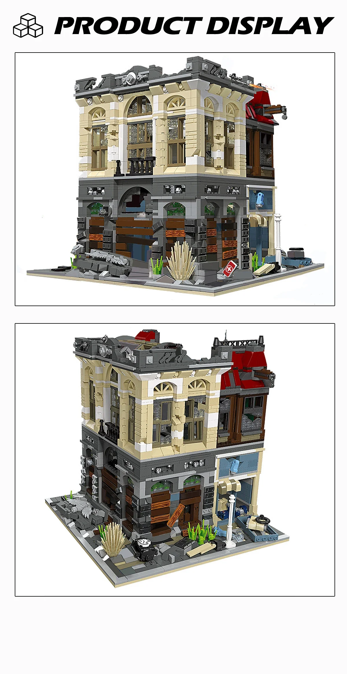 2835PCS Street View The Doomsday Bank Building Blocks MOC Ideas Modular Assembly Model DIY Set Bricks Toys For Children Gifts