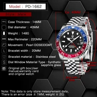 Nouvelle montre mécanique de luxe PAGANI DESIGN 2026 pour homme, en acier inoxydable, avec fonction GMT, verre saphir, montre haut de gamme pour homme, reloj hombre 6