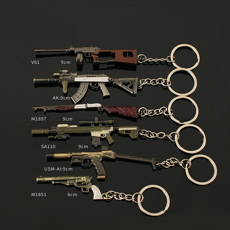 Anime Resident Evil 8 Village Mini Gun Keychains Game V61 AK M1897