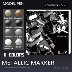 Vibrant Metallic Marker Pen Set - 8 Colors, 1mm Tip for DIY, Crafting & Marking (8 Colors)