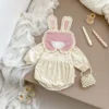 4071 Baby Clothes 2024 New Autumn Cute Rabbit Ears Girl Baby One Piece Clothes Long Sleeve Climbing Clothes. 1