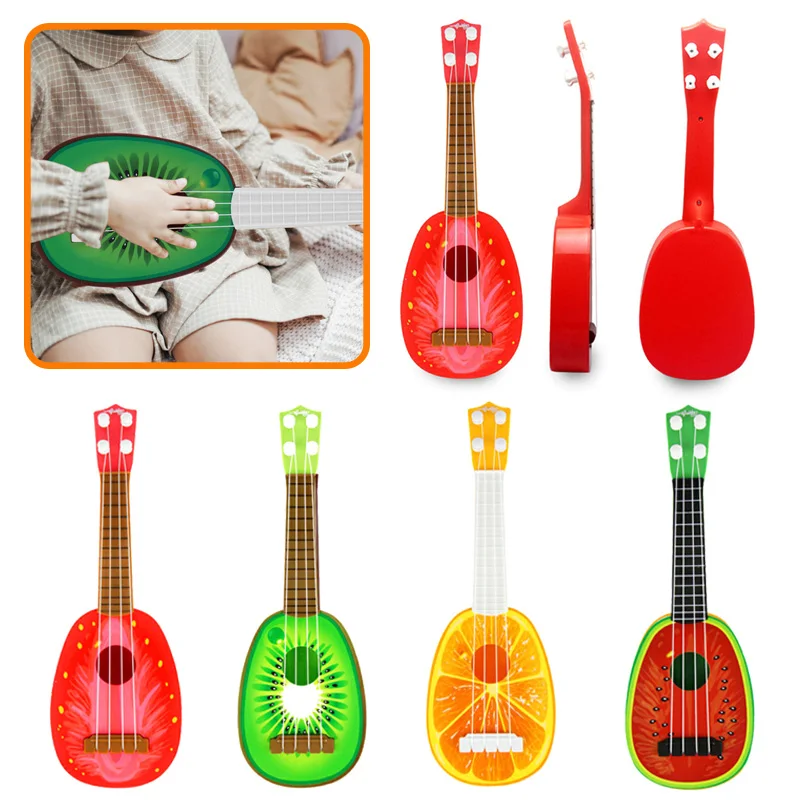 Plastic Ukulele Mini Simulation Fruit Style Stringed Instruments Beginners Children Toys Lovely Cartoon Enlightenment Puzzle TMZ ukulele set