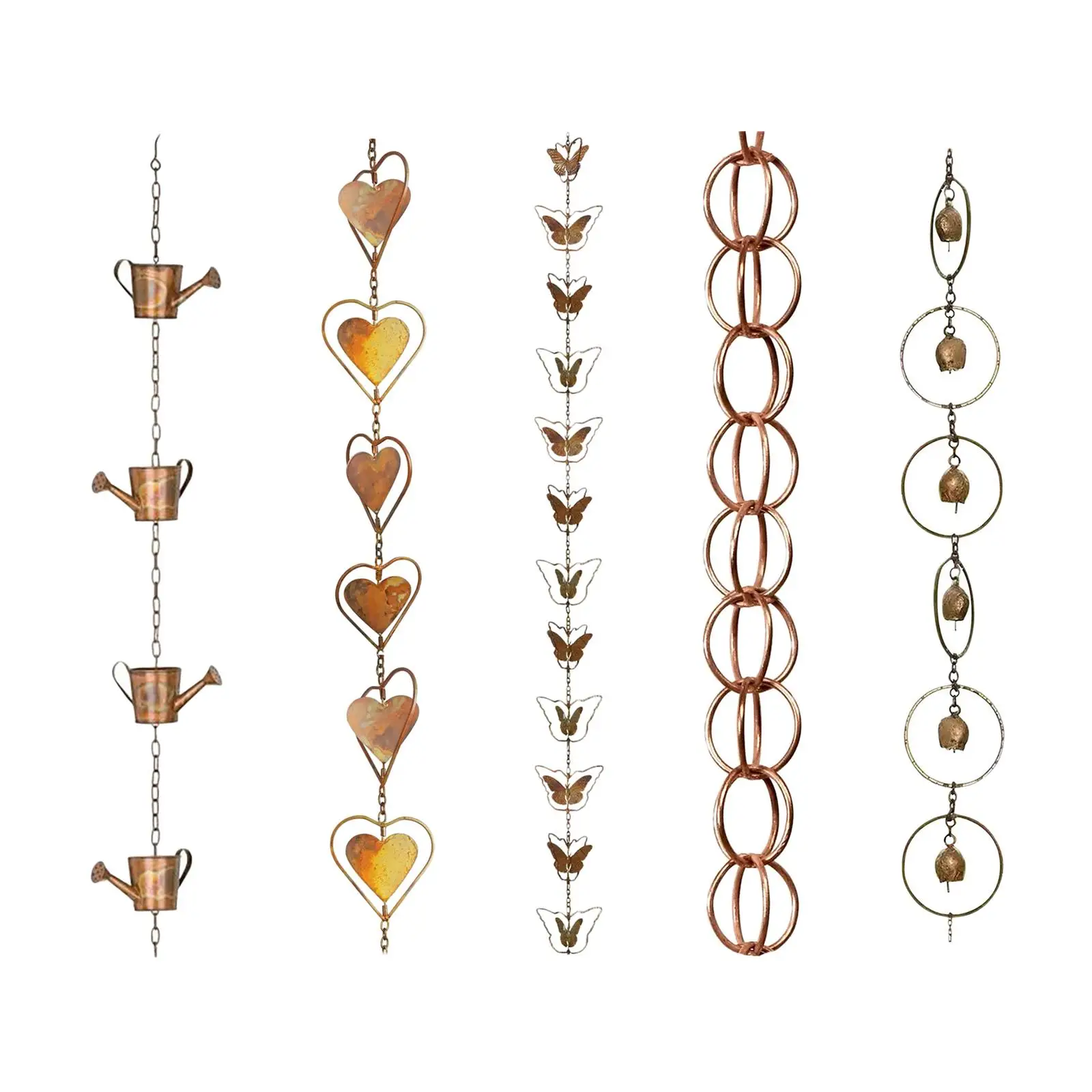 Rain Gutter Chain Downspout Replacement Decorative Garden Rainwater Catcher Home