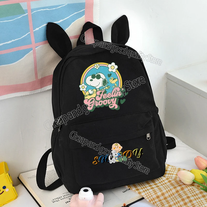 thumbnail image 1 of Mochila de Snoopy Anime Kawaii, morral con orejas de conejo para adolescentes, Bolsa Escolar de dibujos animados para niños y niñas, bolsa para libros, suministros escolares, regalo, 1 of 5