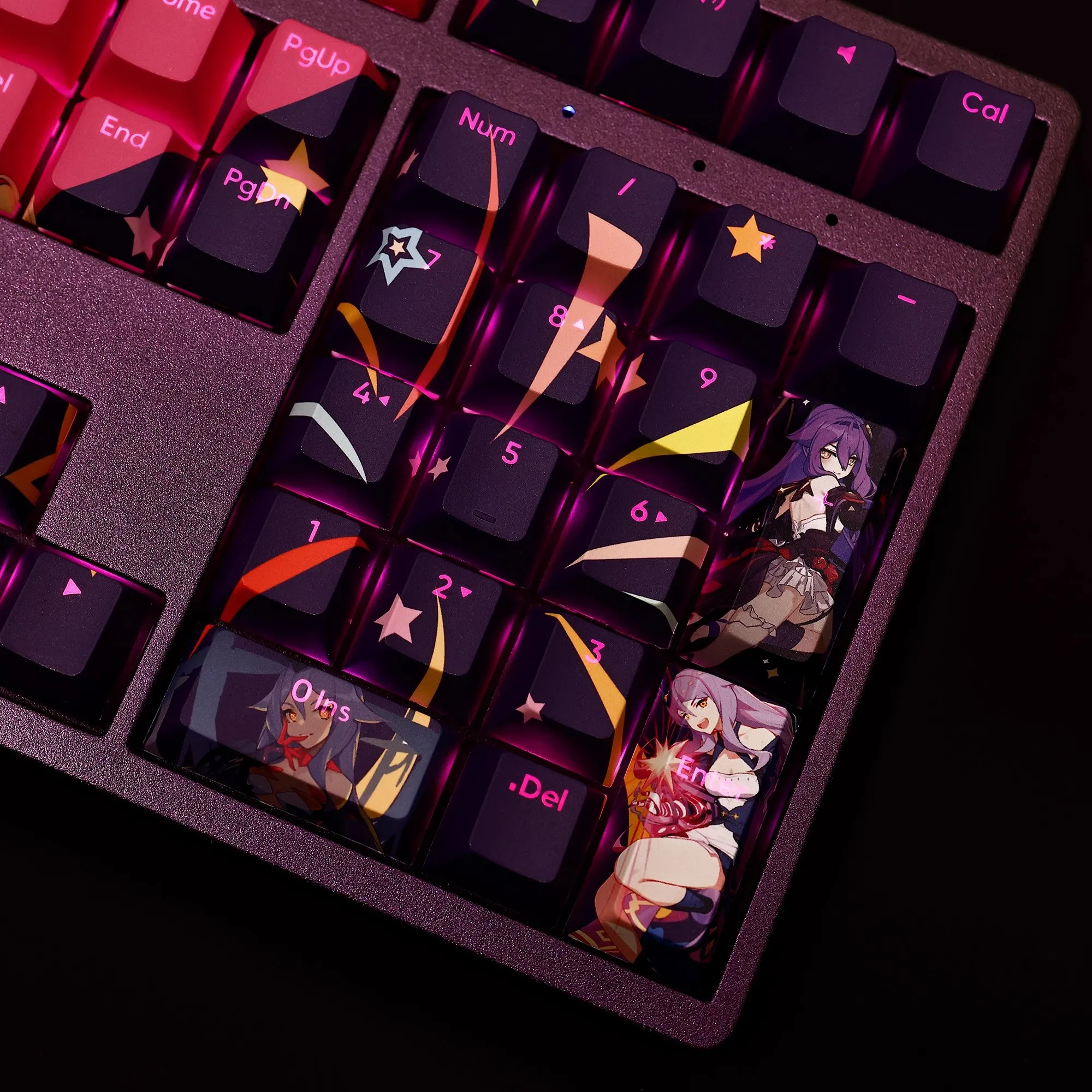 Anime Gaming Keyboard Key Caps Keycap Keycap Pbt Dye Subbed Keycaps para Ansi 61 87 104 108 Impacto Sirin 108 Chaves Set - Imagem 2