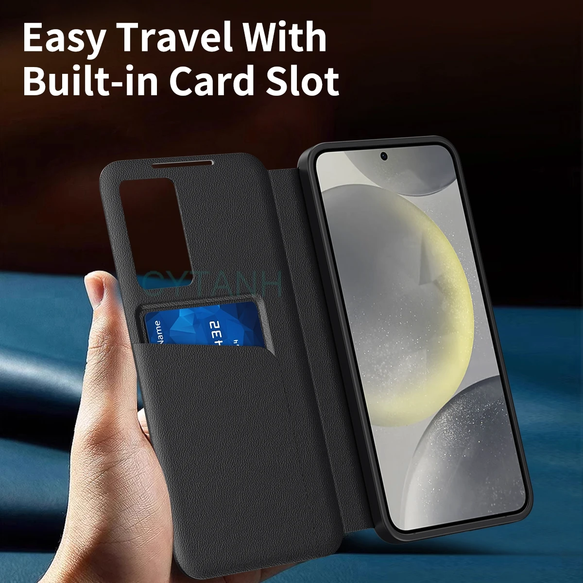 Premium Mirror View Wallet Flip Case for Samsung Galaxy S24 Ultra 5G