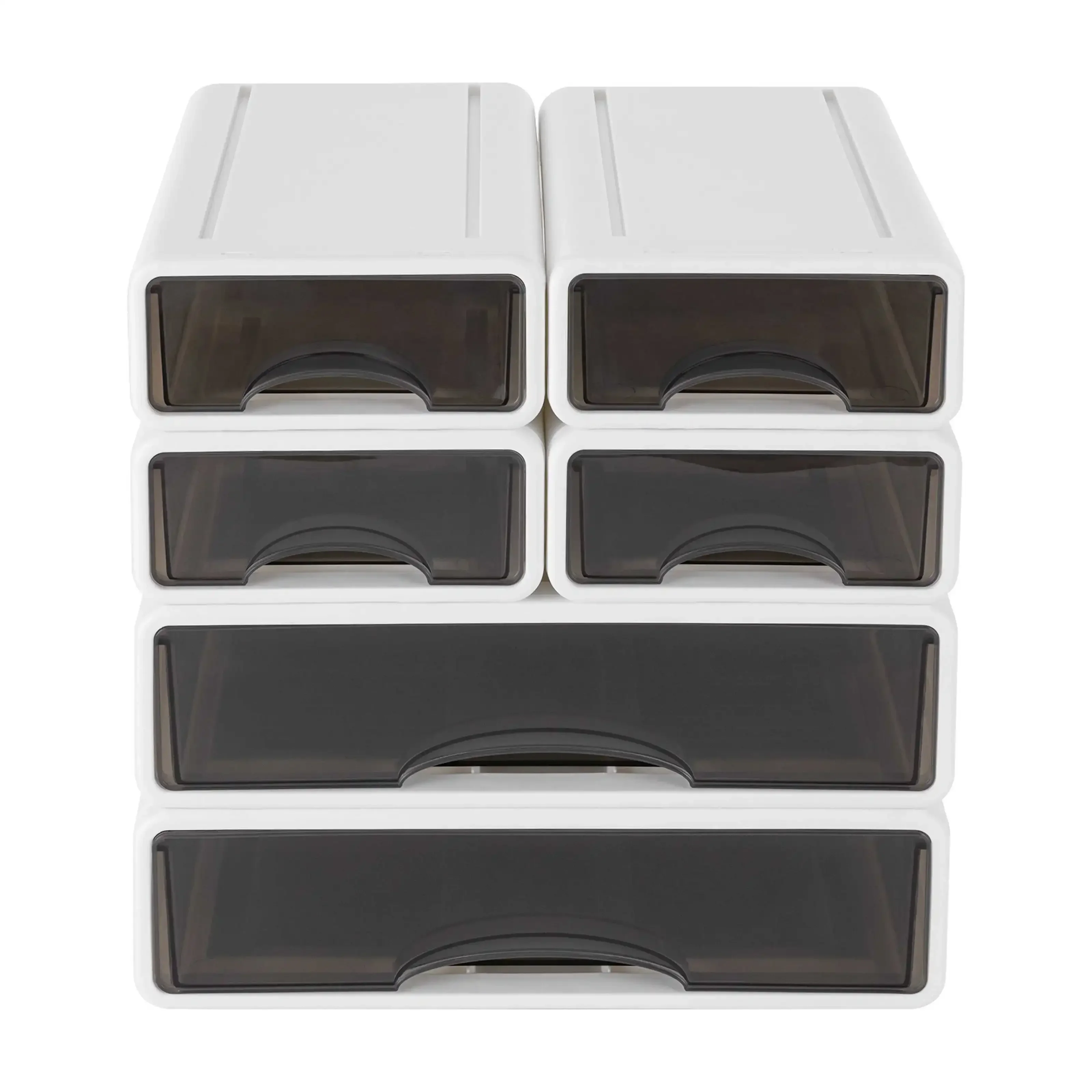 Schreibtisch-Organizer, abnehmbarer Schubladen-Organizer aus Kunststoff mit 2 großen + 4 kleinen stapelbaren Organizer-Boxen, für Büro, Schule, Badezimmer – Detail 1